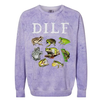 Dilf Damn I Love Frogs Frog Species Graphic Colorblast Crewneck Sweatshirt