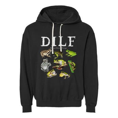 Dilf Damn I Love Frogs Frog Species Graphic Garment-Dyed Fleece Hoodie