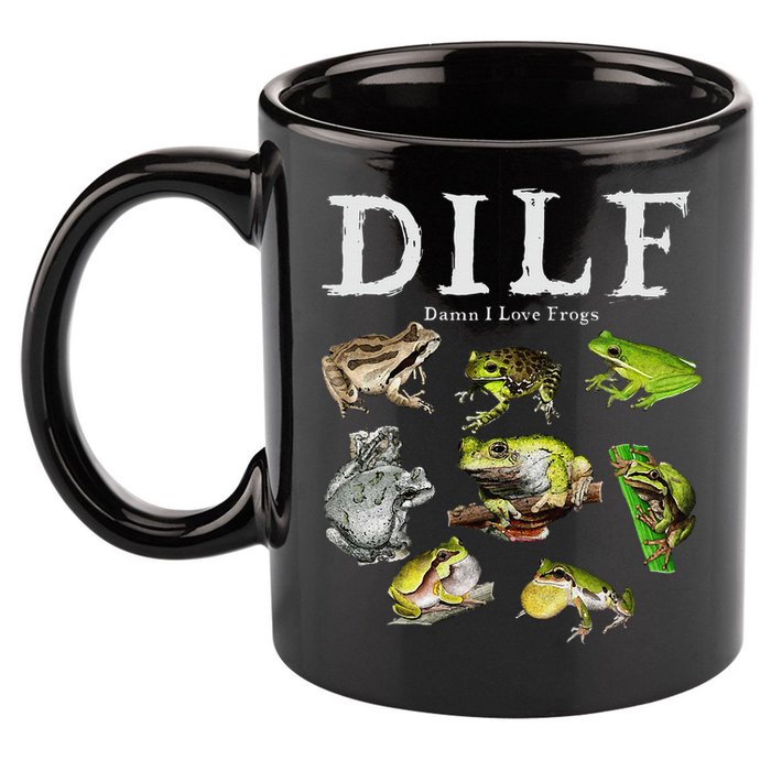 Dilf Damn I Love Frogs Frog Species Graphic 11oz C Handle Ceramic Mug