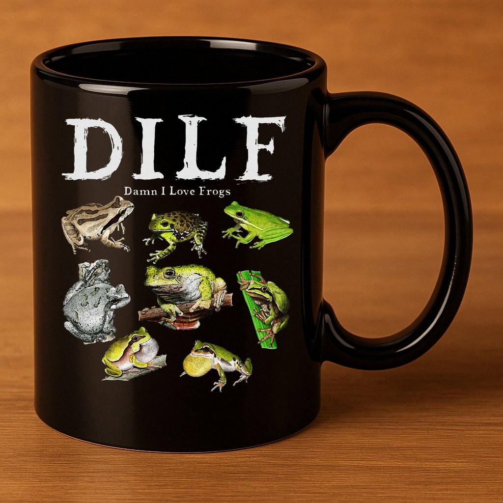 Dilf Damn I Love Frogs Frog Species Graphic 11oz C Handle Ceramic Mug