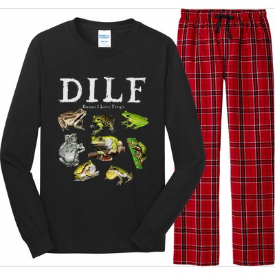 Dilf Damn I Love Frogs Frog Species Graphic Long Sleeve Pajama Set