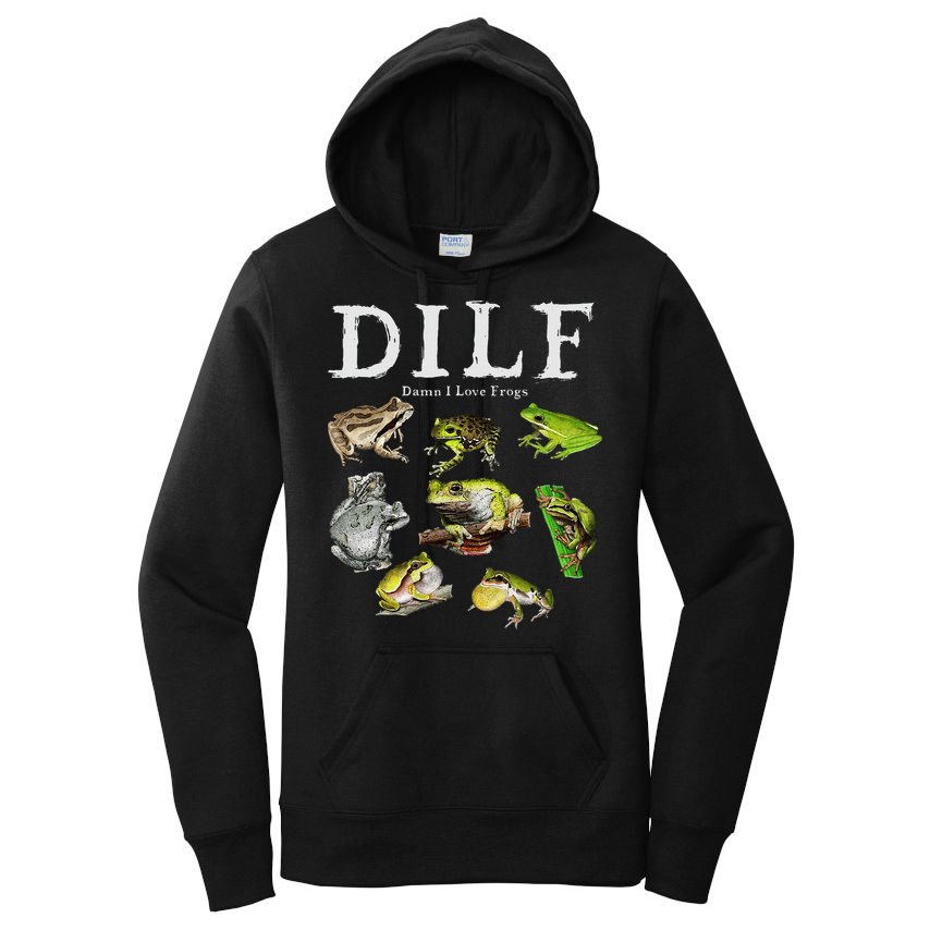 Dilf Damn I Love Frogs Frog Species Graphic Women's Pullover Hoodie