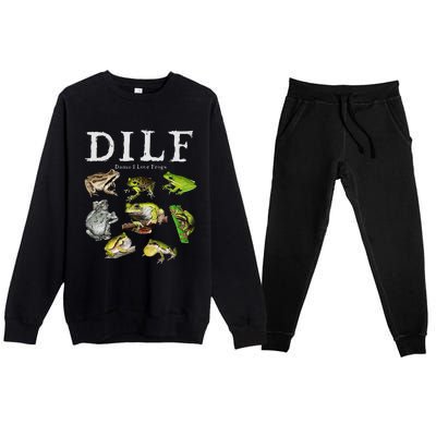 Dilf Damn I Love Frogs Frog Species Graphic Premium Crewneck Sweatsuit Set