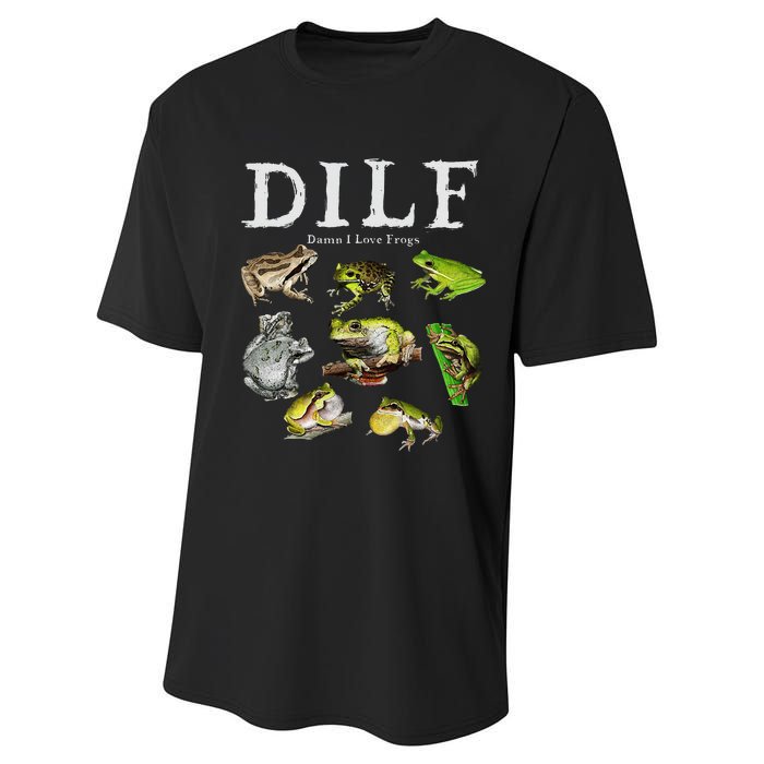 Dilf Damn I Love Frogs Frog Species Graphic Performance Sprint T-Shirt