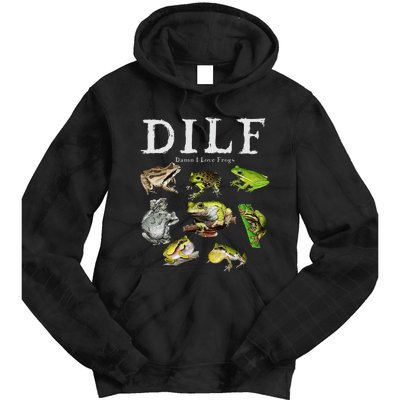 Dilf Damn I Love Frogs Frog Species Graphic Tie Dye Hoodie