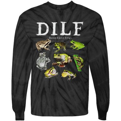 Dilf Damn I Love Frogs Frog Species Graphic Tie-Dye Long Sleeve Shirt