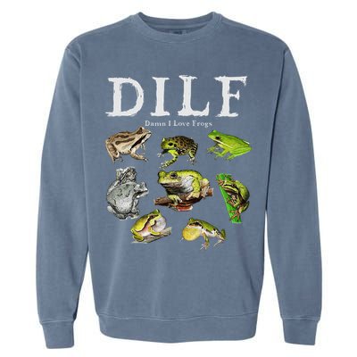 Dilf Damn I Love Frogs Frog Species Graphic Garment-Dyed Sweatshirt