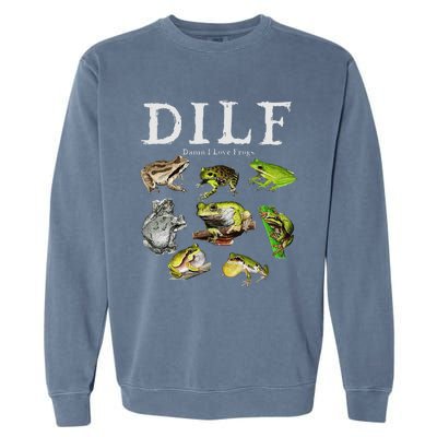 Dilf Damn I Love Frogs Frog Species Graphic Garment-Dyed Sweatshirt