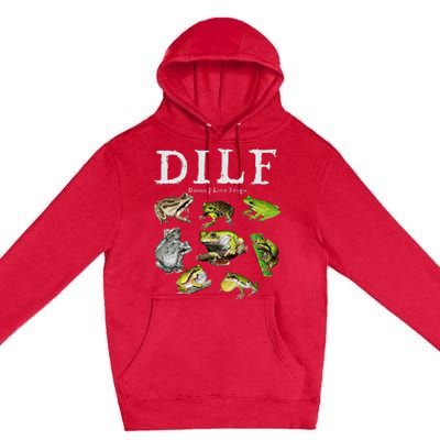 Dilf Damn I Love Frogs Frog Species Graphic Premium Pullover Hoodie