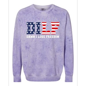 DILF Damn I Love Freedom Funny Patriotic 4th Of July Colorblast Crewneck Sweatshirt