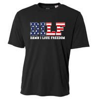 DILF Damn I Love Freedom Funny Patriotic 4th Of July Cooling Performance Crew T-Shirt