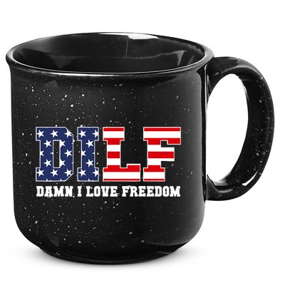 DILF Damn I Love Freedom Funny Patriotic 4th Of July 15oz Campfire Ceramic Mug
