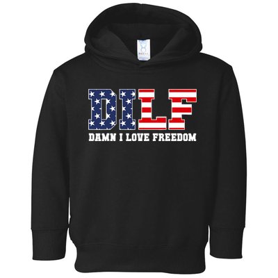 DILF Damn I Love Freedom Funny Patriotic 4th Of July Toddler Hoodie