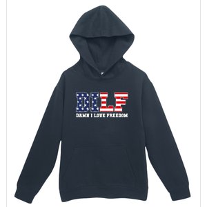 DILF Damn I Love Freedom Funny Patriotic 4th Of July Urban Pullover Hoodie