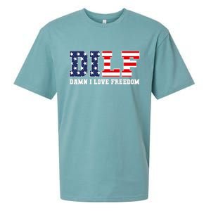 DILF Damn I Love Freedom Funny Patriotic 4th Of July Sueded Cloud Jersey T-Shirt