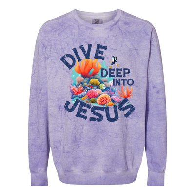 Dive Deep Into Jesus Vacation Bible School Colorblast Crewneck Sweatshirt