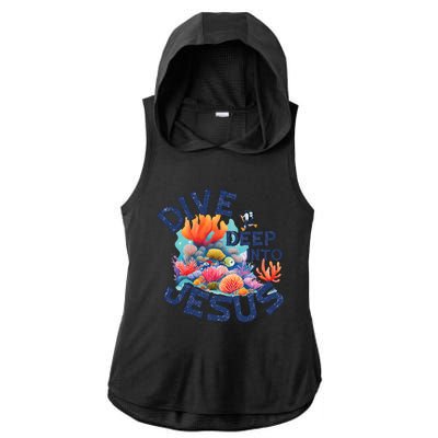 Dive Deep Into Jesus Vacation Bible School Ladies PosiCharge Tri-Blend Wicking Draft Hoodie Tank