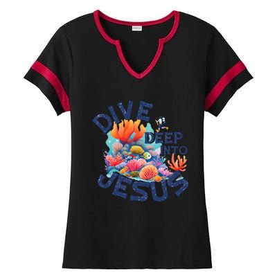 Dive Deep Into Jesus Vacation Bible School Ladies Halftime Notch Neck Tee