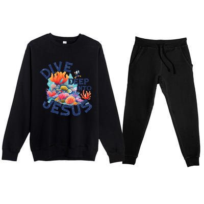 Dive Deep Into Jesus Vacation Bible School Premium Crewneck Sweatsuit Set