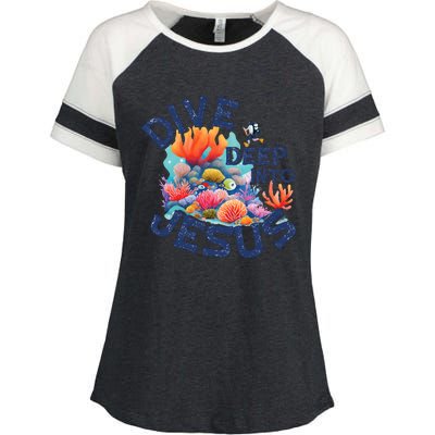 Dive Deep Into Jesus Vacation Bible School Enza Ladies Jersey Colorblock Tee