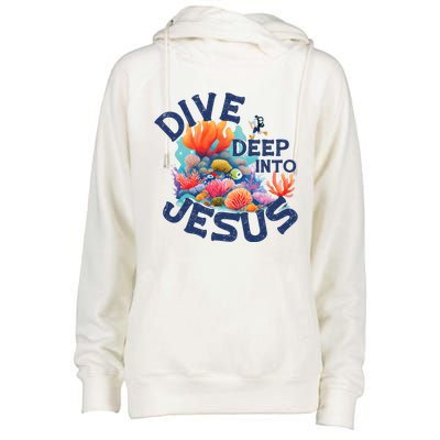 Dive Deep Into Jesus Vacation Bible School Womens Funnel Neck Pullover Hood