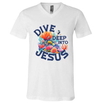 Dive Deep Into Jesus Vacation Bible School V-Neck T-Shirt