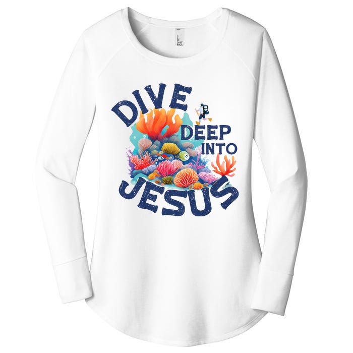 Dive Deep Into Jesus Vacation Bible School Women's Perfect Tri Tunic Long Sleeve Shirt