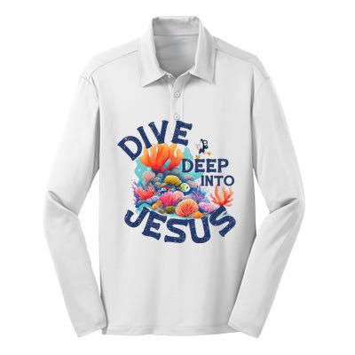 Dive Deep Into Jesus Vacation Bible School Silk Touch Performance Long Sleeve Polo