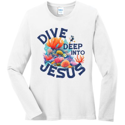 Dive Deep Into Jesus Vacation Bible School Ladies Long Sleeve Shirt