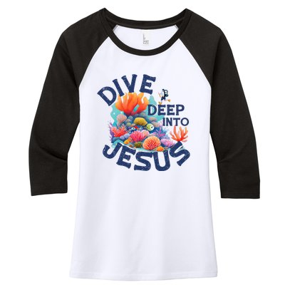 Dive Deep Into Jesus Vacation Bible School Women's Tri-Blend 3/4-Sleeve Raglan Shirt