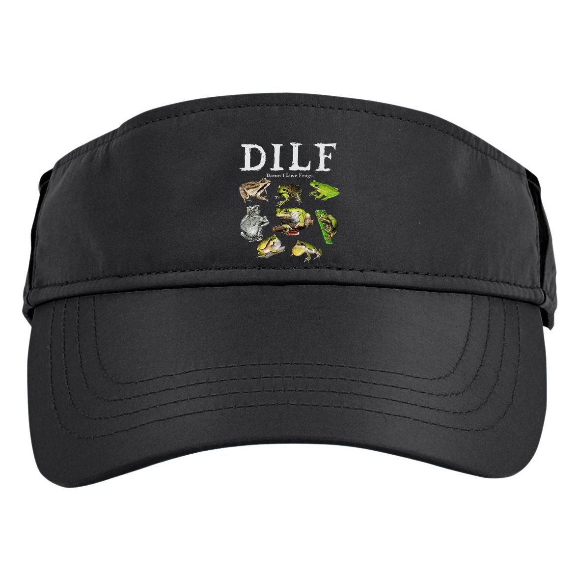 Dilf Damn I Love Frogs Frog Species Graphic Adult Drive Performance Visor