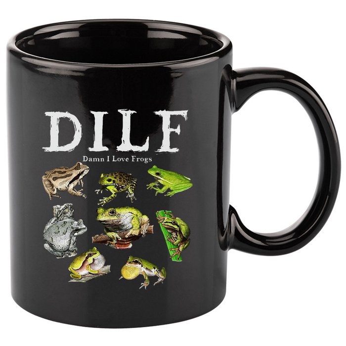 Dilf Damn I Love Frogs Frog Species Graphic 11oz C Handle Ceramic Mug