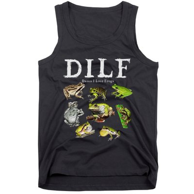 Dilf Damn I Love Frogs Frog Species Graphic Tank Top