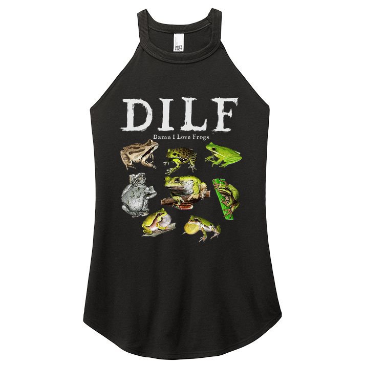 Dilf Damn I Love Frogs Frog Species Graphic Women's Perfect Tri Rocker Tank