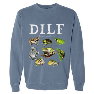 Dilf Damn I Love Frogs Frog Species Graphic Garment-Dyed Sweatshirt