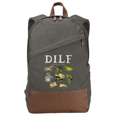 Dilf Damn I Love Frogs Frog Species Graphic Cotton Canvas Backpack