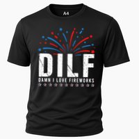 DILF Damn I Love Fireworks Funny Fourth Of July 4th Of July Cooling Performance Crew T-Shirt