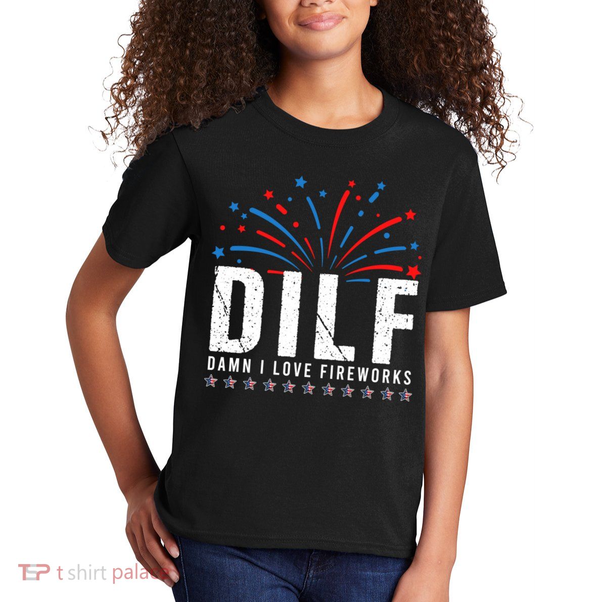 DILF Damn I Love Fireworks Funny Fourth Of July 4th Of July Kids T-Shirt