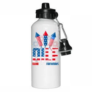 Dilf Damn I Love Fireworks Funny Patriotic America Freedom Aluminum Water Bottle