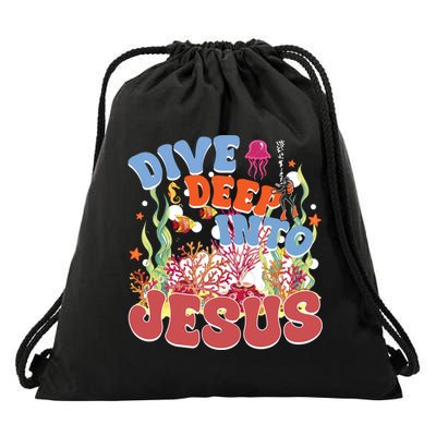 Dive Deep Into Jesus Scuba Vbs 2024 Christian Camp Gift Drawstring Bag