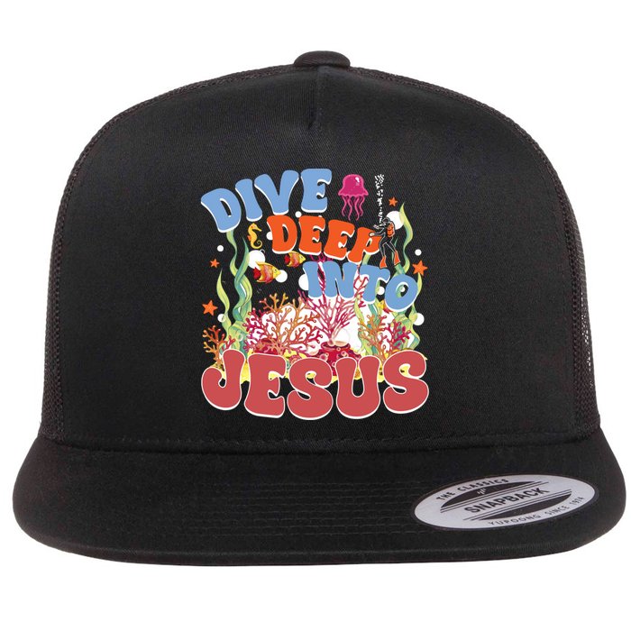 Dive Deep Into Jesus Scuba Vbs 2024 Christian Camp Gift Flat Bill Trucker Hat