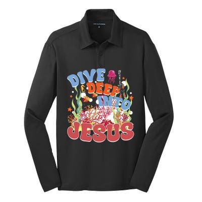 Dive Deep Into Jesus Scuba Vbs 2024 Christian Camp Gift Silk Touch Performance Long Sleeve Polo