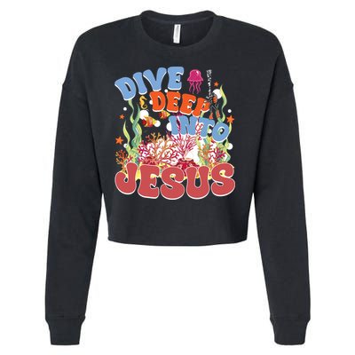 Dive Deep Into Jesus Scuba Vbs 2024 Christian Camp Gift Cropped Pullover Crew