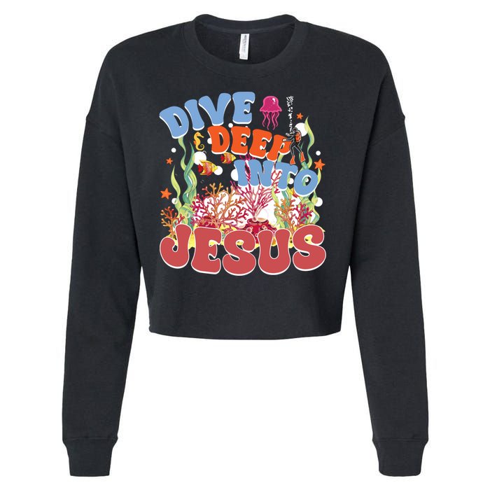 Dive Deep Into Jesus Scuba Vbs 2024 Christian Camp Gift Cropped Pullover Crew