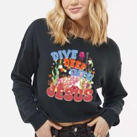 Dive Deep Into Jesus Scuba Vbs 2024 Christian Camp Gift Cropped Pullover Crew