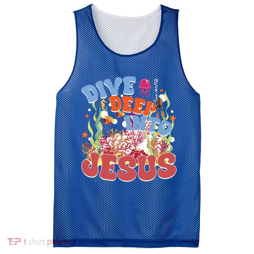 Dive Deep Into Jesus Scuba Vbs 2024 Christian Camp Gift Mesh Reversible Basketball Jersey Tank