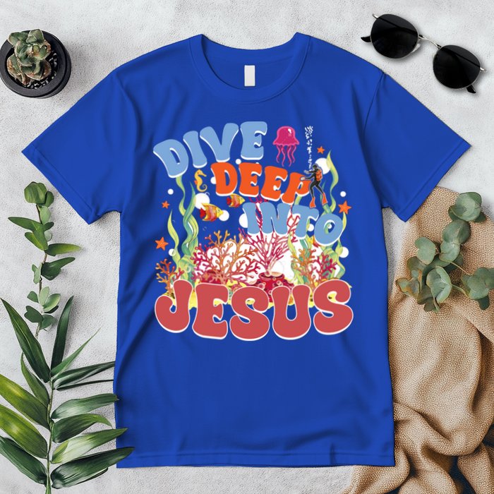 Dive Deep Into Jesus Scuba Vbs 2024 Christian Camp Gift Premium T-Shirt