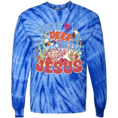 Dive Deep Into Jesus Scuba Vbs 2024 Christian Camp Gift Tie-Dye Long Sleeve Shirt