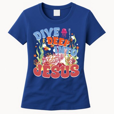 Dive Deep Into Jesus Scuba Vbs 2024 Christian Camp Gift Womens T-Shirt