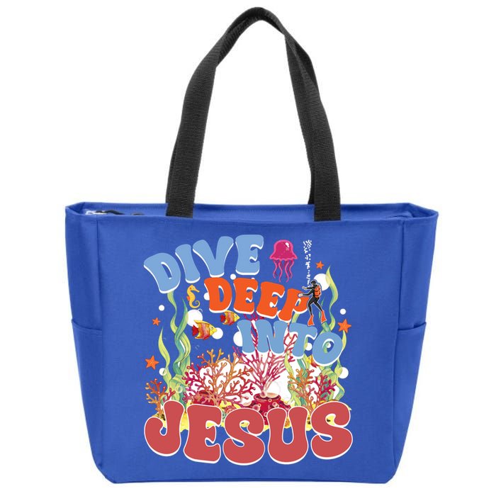 Dive Deep Into Jesus Scuba Vbs 2024 Christian Camp Gift Zip Tote Bag